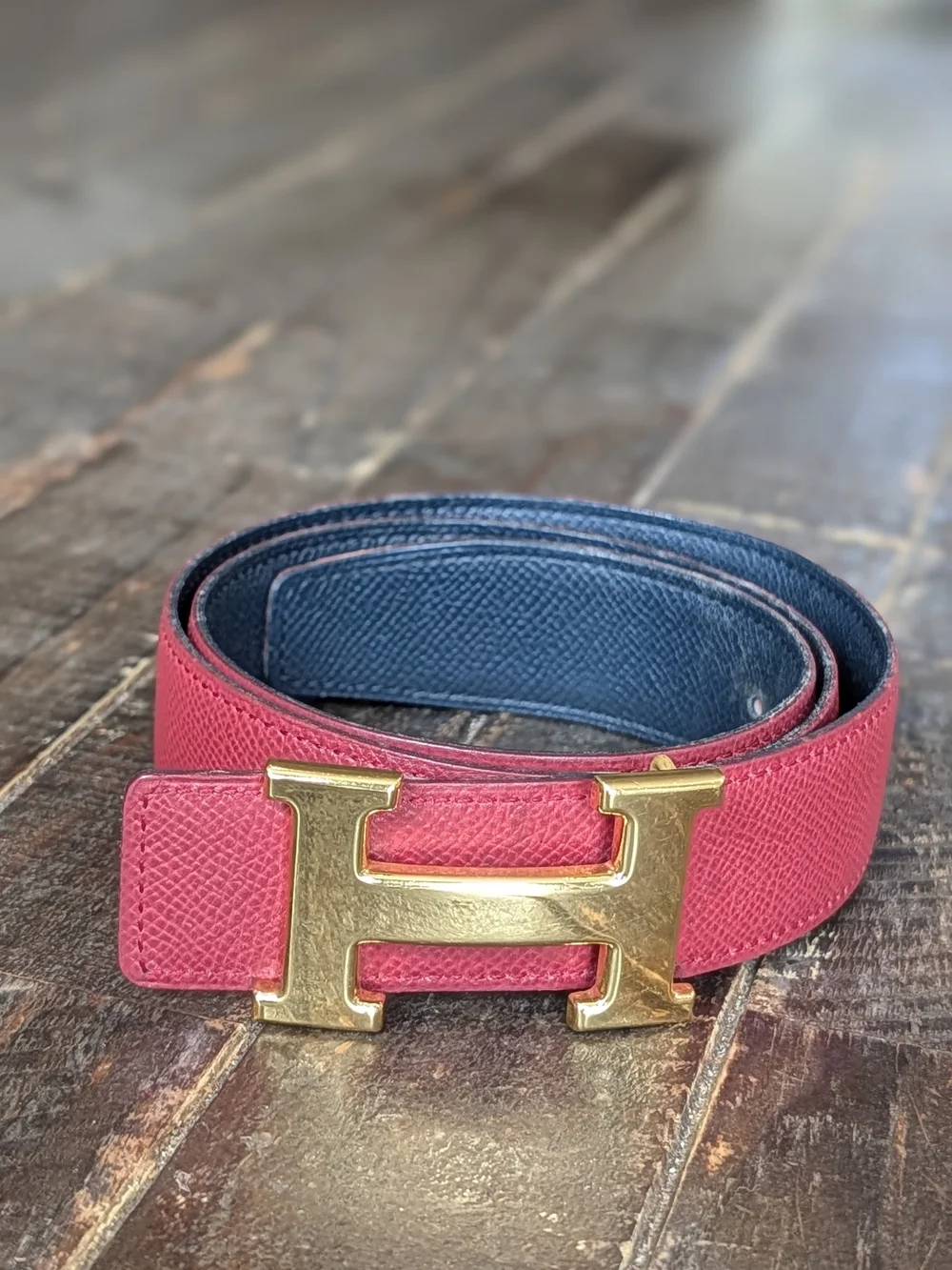 Hermes Red/ Black Reversible Belt